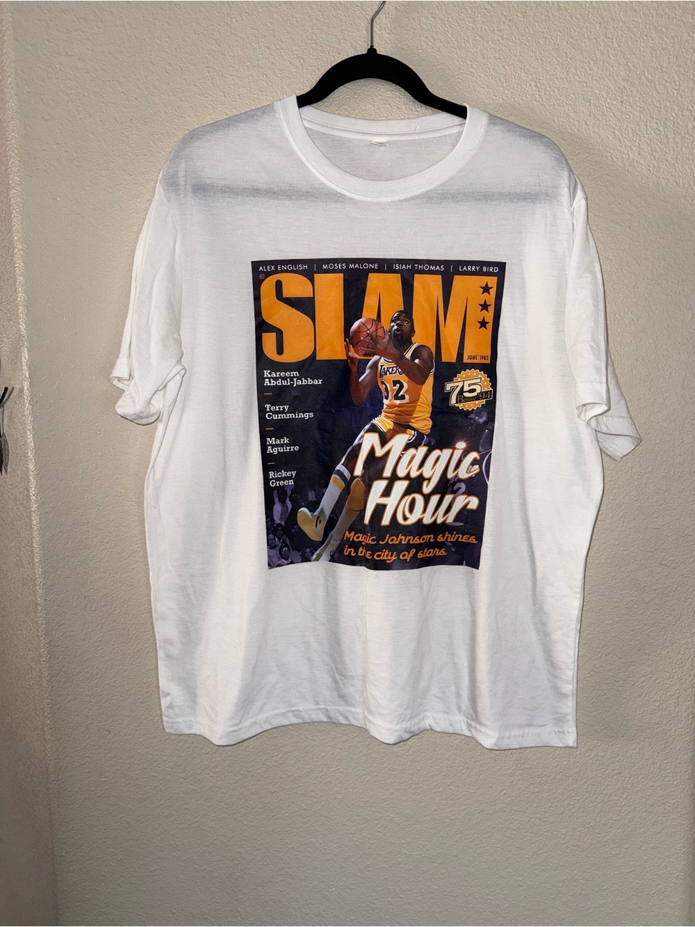SLAM Magazine Magic Hour Lakers Tee - White with Yellow & Purple Graphic Mens L